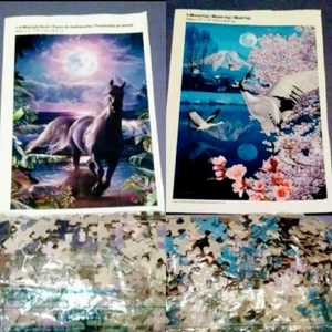 🆕Bundle Lot Of 2 500 PC Puzzles"Horse/Ocean & Cranes/Cherry Blossoms" *NO BOX* - Picture 1 of 10