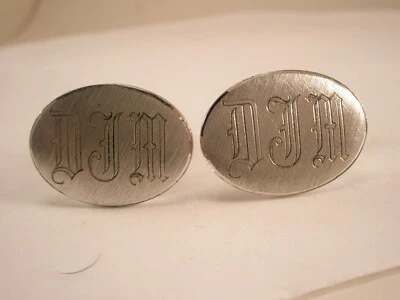 DJM Monogram Letter Engraved Sterling Silver Vintage ANSON Cuff Links - Image 1 of 4