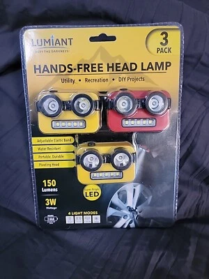 Lumiant~3pk Lámpara de Cabeza Manos Libres, Luz de Faro Súper Brillante 150 Lúmenes/Nueva Foto 1 de 4