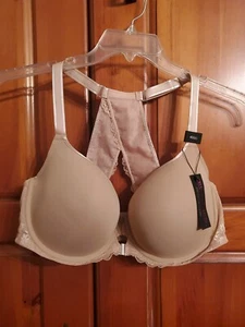 Curvy couture Bra 40DD Beige Racerback Bombshell Nude Tulip Front Closure - Picture 1 of 6