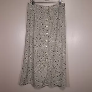 TanJay Size 16 Green Floral Button Front Skirt 35.5" Long - Picture 1 of 5