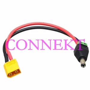 XT60 XT-60 Male to DC Power 5.5x2.1mm male barrel 14AWG 15CM cable - Picture 1 of 4