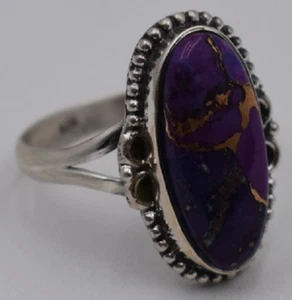 Copper Vein Purple Turquoise sterling silver 925 ring size 8.5 Gorgeous New - Picture 1 of 4