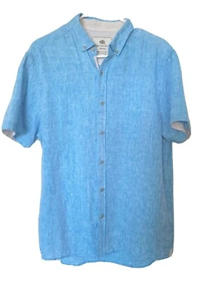 Report Collection Resort Short Sleeve Shirt Size M 100% Linen Blue - Image 1 of 4