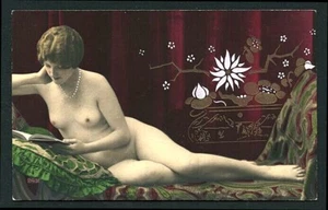 French 1920s Hand Tinted Marvelous Art Deco STYLE Risque Beauty ~ VASTA Archive - Picture 1 of 1