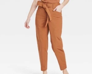 Women's High-Rise Tapered Ankle Tie-Front Pants - A New Day Size 2 - Picture 1 of 4