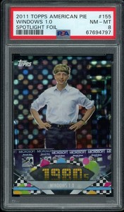 Topps American Pie #155 Windows 1.0 Bill Gates Spotlight Foil PSA 8 NM-MT POP 2