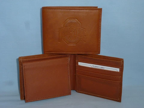 OHIO STATE BUCKEYES    Leather BiFold Wallet    NEW    brown 4 Cover