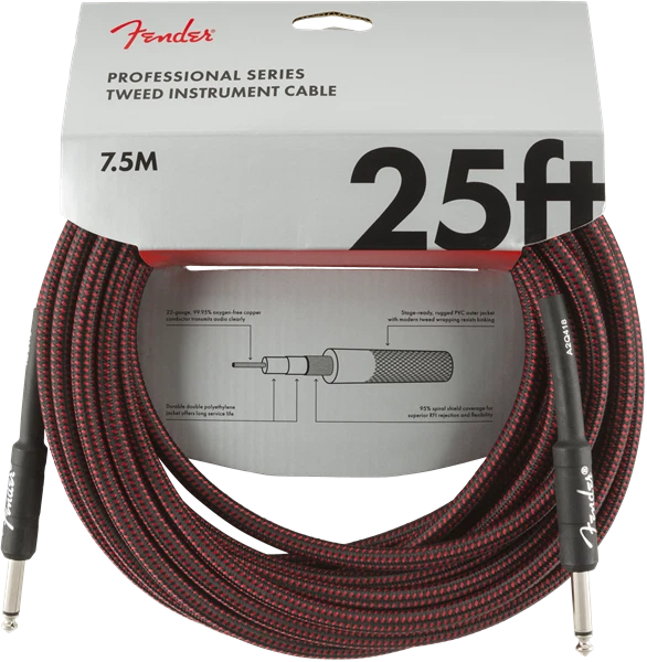 Cable de guitarra/instrumento Fender Professional Series genuino - TWEED ROJO - 25' ft Foto 1 de 3