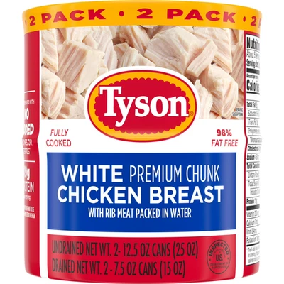 Tyson branco Premium pedaço peito de frango 12,5 oz lata pacote com 2..... - Imagem 1 de 4
