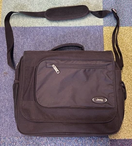 Jeep Laptop Torba komunikacyjna Duża czarna wyściełana torba crossbody z uchwytem do przenoszenia - Zdjęcie 1 z 15