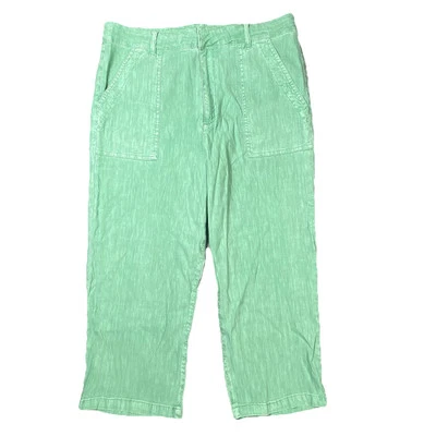 Kut Women’s Pants Jeans Trousers 12 Wide Leg High Rise Linen Blend Stretch Green - Image 1 of 4