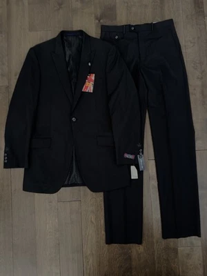NWT English Laundry Men Blazer Suit Jacket/Pants Size 40L 2PC Black Stripe 33X38 - Image 1 of 4