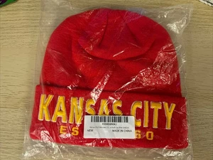 Kansas City Beanie Hat NFL Football Chiefs One Size Red Yellow Winter Adult - Picture 1 of 2