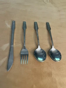 Juego de 4 cubiertos vintage de acero inoxidable Brandon Ware Mcm mango texturizado moderno  - Imagen 1 de 10