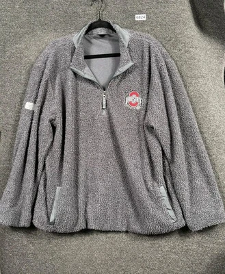 Suéter masculino Ohio State Buckeyes XXL cinza NCAA futebol quarto de zíper Sherpa - Imagem 1 de 4