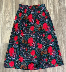 VINTAGE LONG SKIRT WITH PLEATS WOMENS SIZE 10 FLORAL PAISLEY LIGHTWEIGH MADE USA - Picture 1 of 6