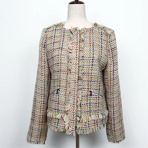 Chaqueta Blazer Halógena Mujer Mediana Arco Iris Tweed Flecos Preppy Antiguo Dinero Oficina - Imagen 1 de 13