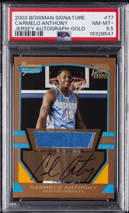 2003 BOWMAN SIG JSY AUTO-GOLD #77 CARMELO ANTHONY ROOKIE RC 49/99 PSA 8.5 - Picture 1 of 2