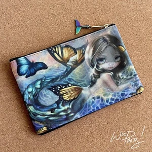 Bolsa con cremallera cosmética Sea Monarch mariposa sirena bolsa JASMINE BECKET GRIFFITH arte - Imagen 1 de 4