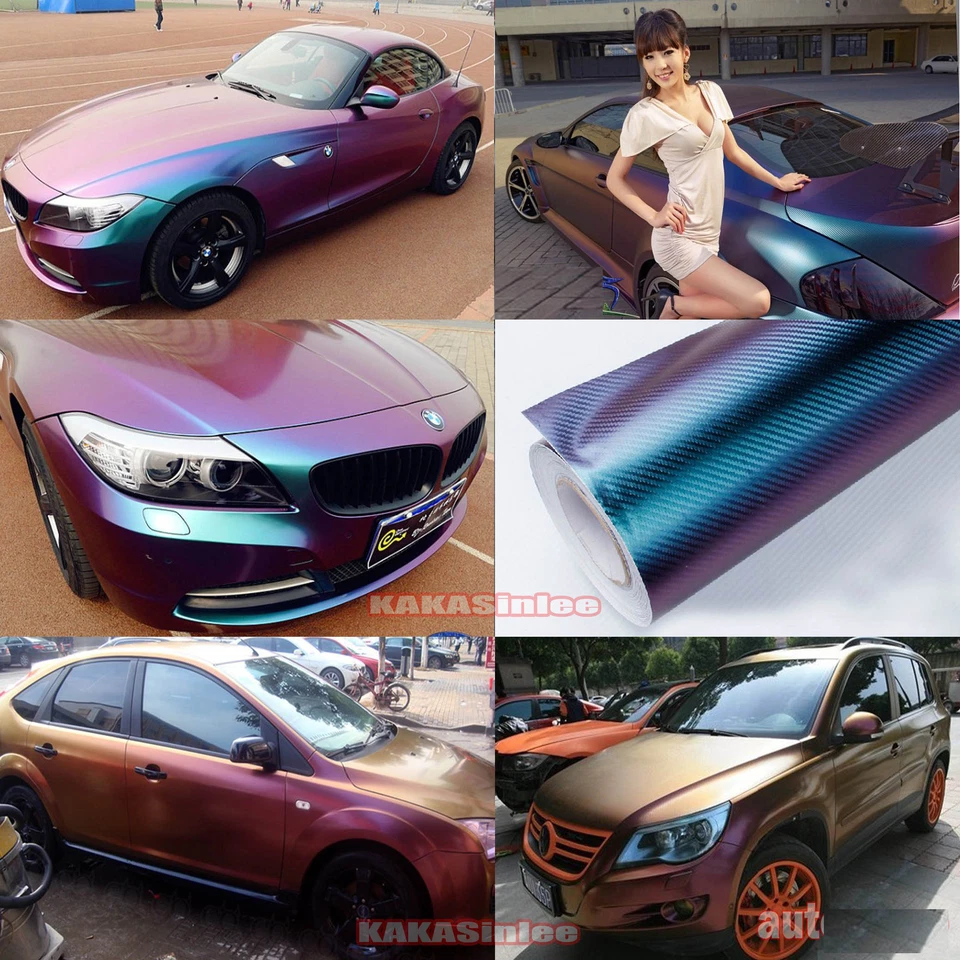 Вся автомобильная обертка Magic 3D глянцевая из углеродного волокна хамелеон виниловая наклейка этикетка - AB - Изображение 1 из 4