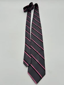 NWOT - BROOKS BROTHERS MAKERS SILK MEN'S TIE - Gray, with Pink & Black Stripes - Picture 1 of 5