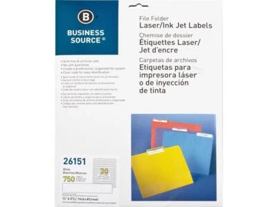 Business Source Filing Labels Laser/Inkjet 2/3"x 3-7/16" 750/PK White 26151 - Image 1 of 4