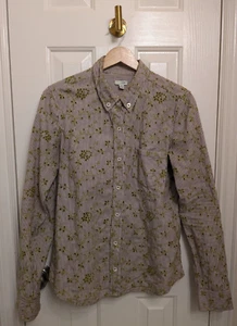Anthropologie Odille braun grün gestreift Button Down bestickt Baumwolle Karriere - Bild 1 von 4