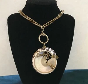 "Cadena de 17"" bellamente hecha a mano con carcasa de cono de escalera en rodajas 4"" collar colgante" - Imagen 1 de 9