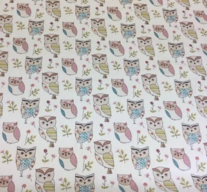 Fryetts Hoot Sage Owls 100% Cotton Fabric for Curtain/ Upholstery/Crafts - Picture 1 of 5