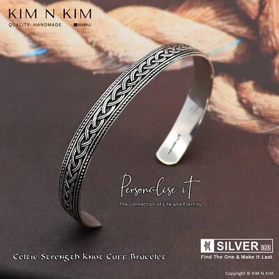 Unisex Celtic Knot Cuff Bangle Bracelet ✔️Personalised ✔️925 Silver ✔️Quality - Image 1 of 4