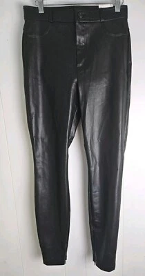 Zara Faux Black Leather Hi Rise Pants Women's Size M Mid Rise Zipper Leg NWT - Image 1 of 4