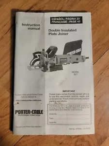 Instruction Manual for Porter Cable Plate Joiner Model 557 - Picture 1 of 7