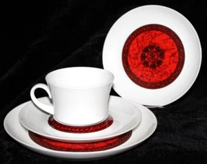 Block Flamenco 4 Piece Dessert Set Salad & Bread Plates with Cup and Saucer Set - Picture 1 of 5