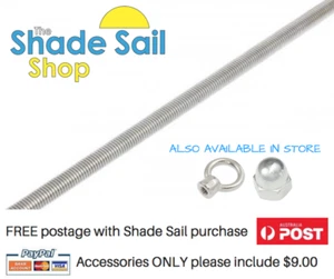 M8 8mm Threaded Rod 1m length 316 Grade stainless steel Shade sail accessory - Bild 1 von 12