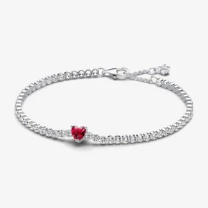 *BRAND NEW* Pandora Timeless Silver Sparkling Heart Tennis Bracelet 590041C02 - Picture 1 of 3
