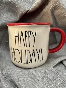 Rae Dunn Short “ Happy Holidays” Christmas Coffee Mug Gift - Picture 1 of 6