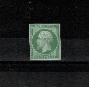 FRANCE STAMP YVERT 12 SCOTT 13 " EMPEROR NAPOLEON 5c GREEN " MNH VF FIRMED X454 - Picture 1 of 1
