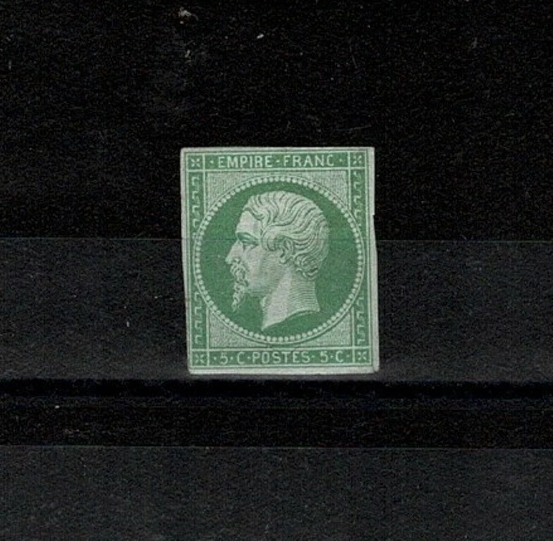 FRANCE STAMP YVERT 12 SCOTT 13 " EMPEROR NAPOLEON 5c GREEN " MNH VF FIRMED X454 - Image 1 of 1