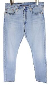 Levi's 512 Premium Big E Jeans Uomo W32/L32 Slim Fit Sbiadito Baffi Zip Luce