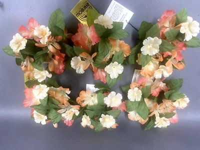 6X  Vintage  Silk Flower Candle Rings  Wreaths Rose and White Colors - Image 1 of 3