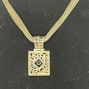 Collier en argent sterling pendentif onyx noir orné de 3 cordes 48,10 grammes 925 vintage - Photo 1/20