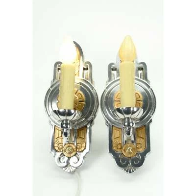PAIR Polished Lincoln Art Deco Sconces, Two Pair available #2106 - Image 1 of 4