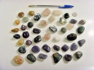 1950s old vintge unusual mix tumbled polished gemstones lot Wicca lapidary 47121 - Picture 1 of 11
