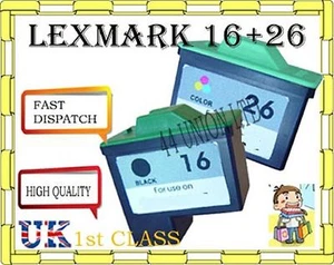 2 ink cartridges for Lexmark 16 lexmark 26 lexmark non original - Zdjęcie 1 z 1