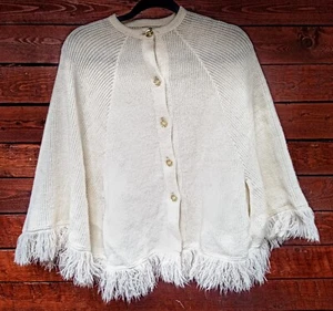 💘Vintage Montgomery Ward Acrylic White Tassel Shawl Women GORGEOUS - Picture 1 of 5