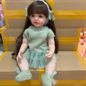 22inch Reborn Baby Doll Full Body Vinyl Toddler Mädchenpuppe Clothes Long Hair - Bild 1 von 3