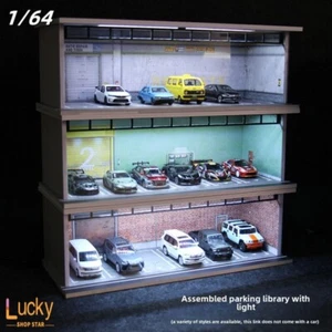 Diorama 1:64 Car Garage Model Lighting Alloy Car Parking Lot Display Scene Model - Picture 1 of 68