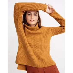 Madewell Mercer Turtleneck Sweater in Coziest Yarn Heather Saffron Women's XS - Picture 1 of 11