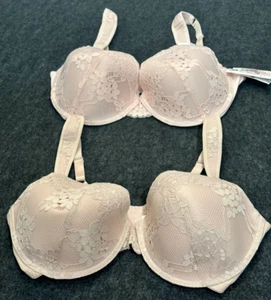 New JESSICA SIMPSON WOMENS 2 Pack BRA BEIGE/GREEN SZ 42D F4 - Picture 1 of 6